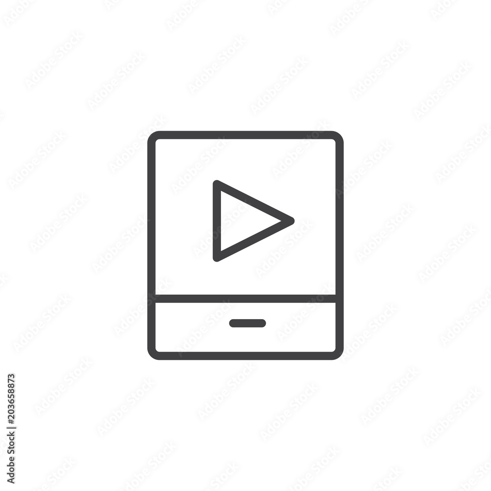 Video media player outline icon. linear style sign for mobile concept and web design. Player simple line vector icon. Symbol, logo illustration. Pixel perfect vector graphics Video media player outline icon. linear style sign for mobile concept and web design. Player simple line vector icon. Symbol, logo illustration. Pixel perfect vector graphics