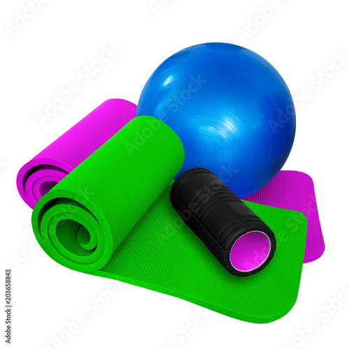 Fitness ball - mats and black roll