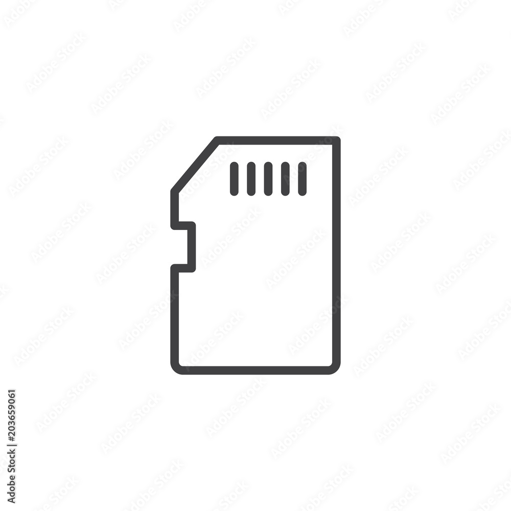 Outline beautiful memory card icon Royalty Free Vector Image