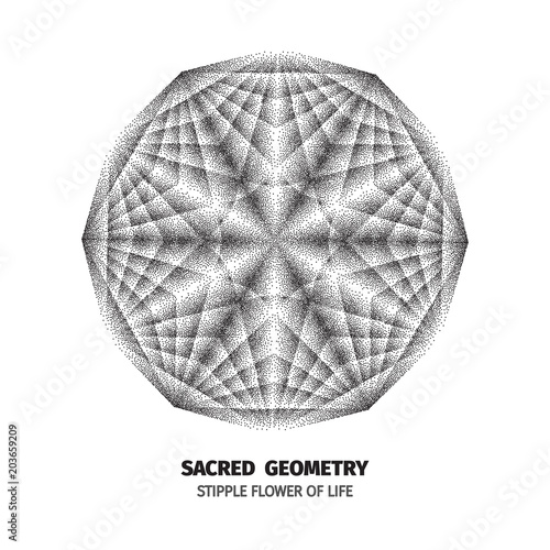 Abstract dot symbol sacred geometry phyllotaxis. Isolated halftone symbol. Opposite spirals vector illustration EPS 10 photo