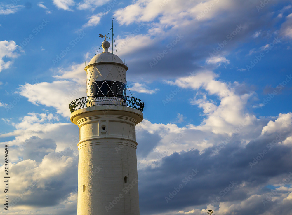 The top of the Lighthouse against a clear blue sky with copyspace The top of the Lighthouse against a clear blue sky with copyspace