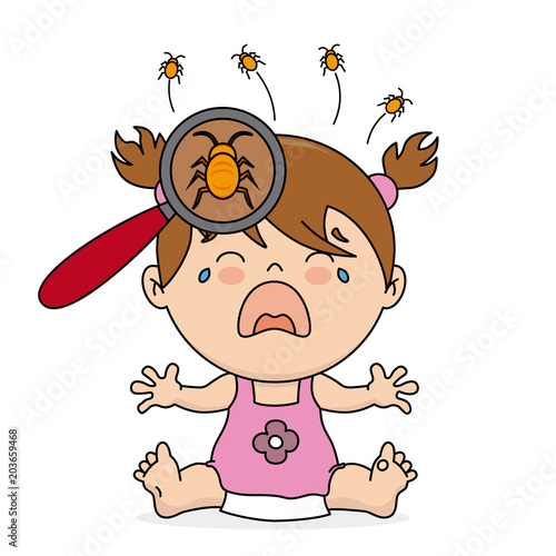 baby girl crying because she has lice