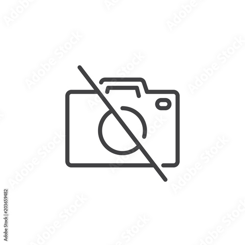 No photo camera outline icon. linear style sign for mobile concept and web design. No photography simple line vector icon. Symbol, logo illustration. Pixel perfect vector graphics