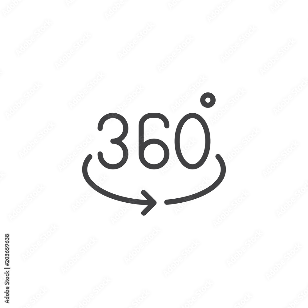 360 degree video outline icon. linear style sign for mobile concept and web design. simple line vector icon. Symbol, logo illustration. Pixel perfect vector graphics 360 degree video outline icon. linear style sign for mobile concept and web design. simple line vector icon. Symbol, logo illustration. Pixel perfect vector graphics