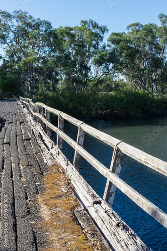 Historic Chinamans Bridge over the Goulburn River near Nagambie in Australia. photo