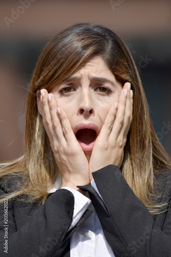 Startled Adult Colombian Person Wearing Suit