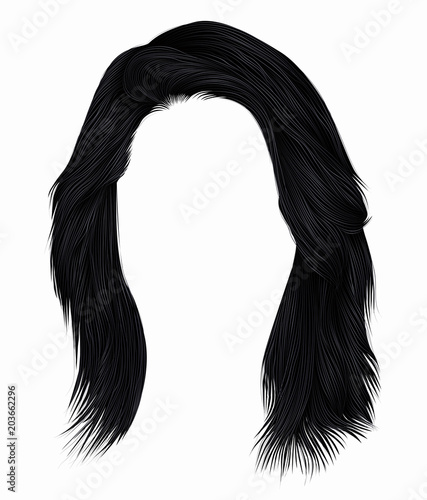trendy  woman  hairs brunette black  color . medium length . beauty style . realistic  3d .