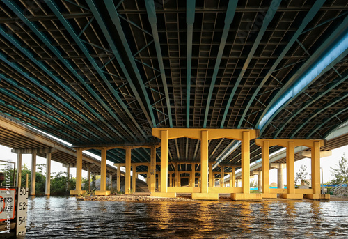 Underneath I-95 at the South Fork of the New River overpass in Fort Lauderdale  Florida  USA.