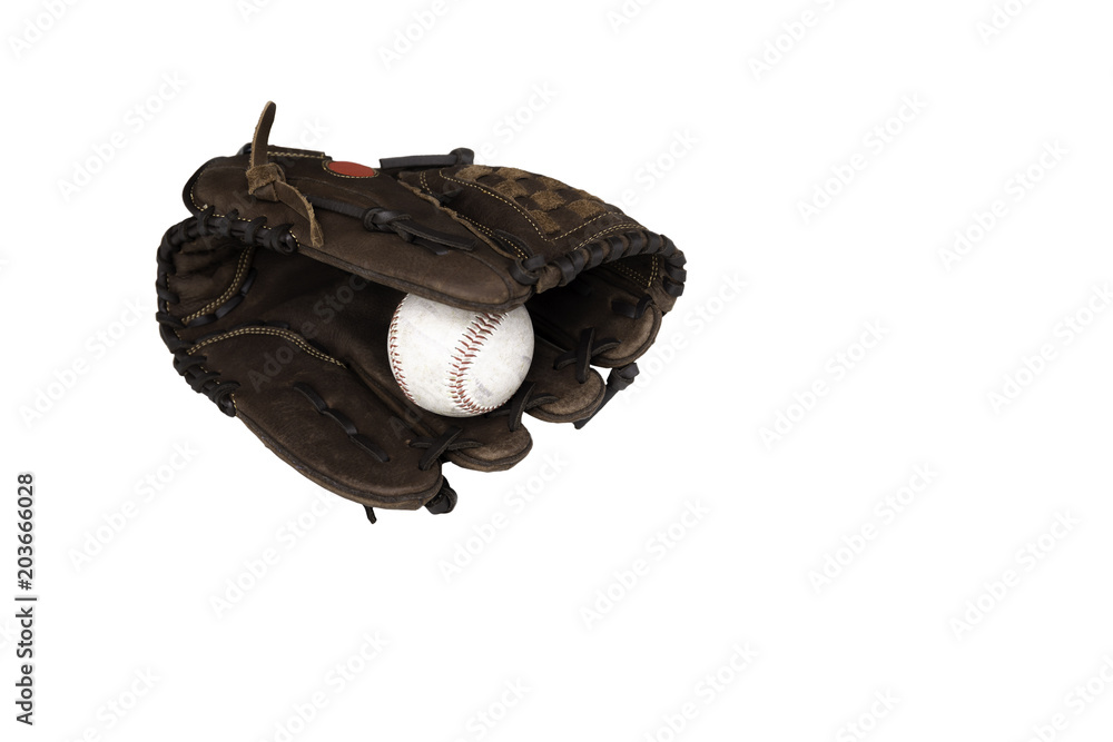 Baseball catcher mitt with ball isolated Baseball catcher mitt with ball isolated