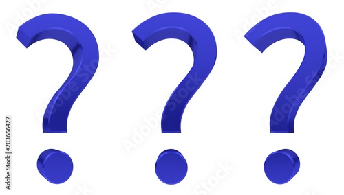 question mark 3d sign blue interrogation isolated