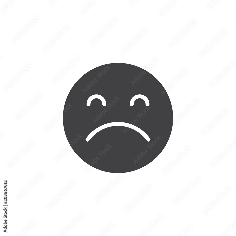 Sad Emotion vector icon. filled flat sign for mobile concept and web design. Sad smile simple solid icon. Symbol, logo illustration. Pixel perfect vector graphics Sad Emotion vector icon. filled flat sign for mobile concept and web design. Sad smile simple solid icon. Symbol, logo illustration. Pixel perfect vector graphics