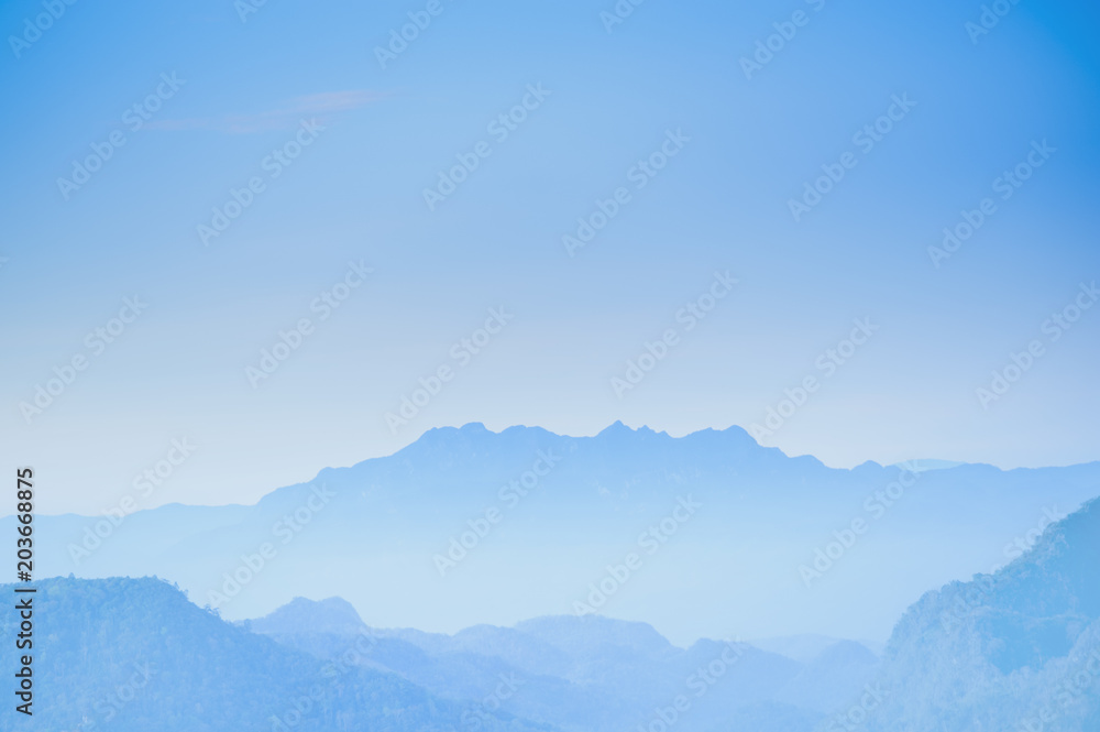 blue sky wih view of beautiful mountain range ,chiang mai in thailand