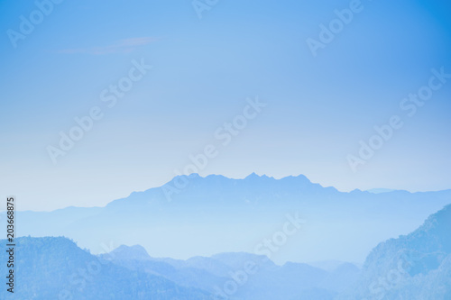 blue sky wih view of beautiful mountain range ,chiang mai in thailand