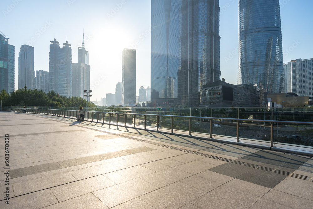 empty floor with panoramic cityscape