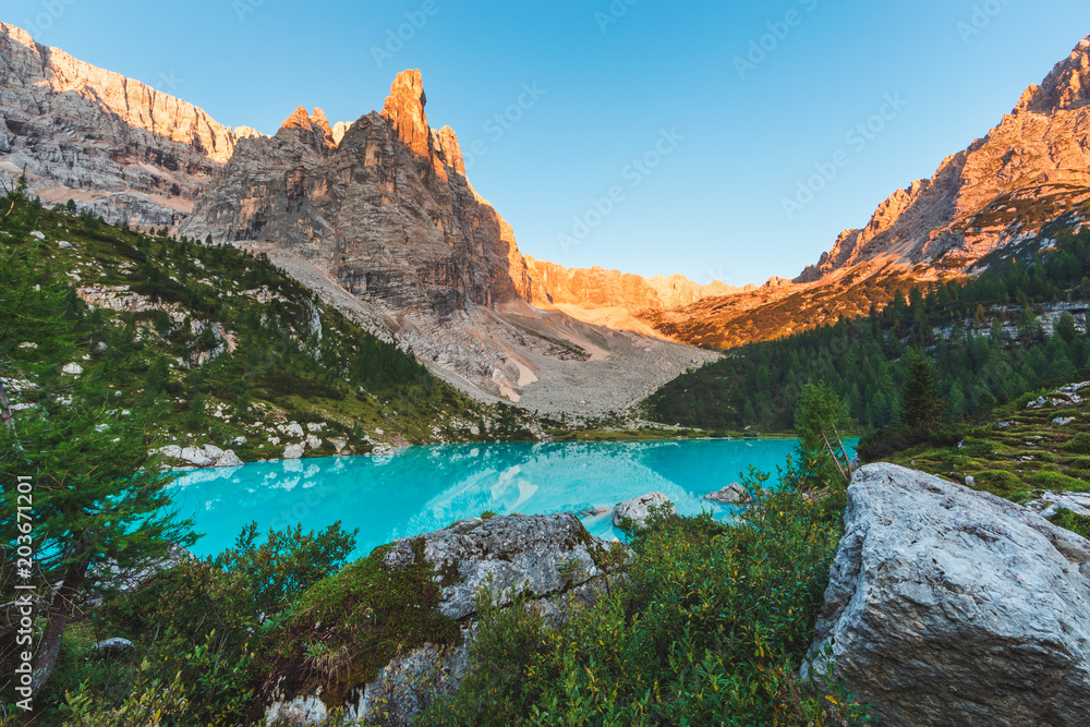 Sorapis lake in Dolomites, Italy