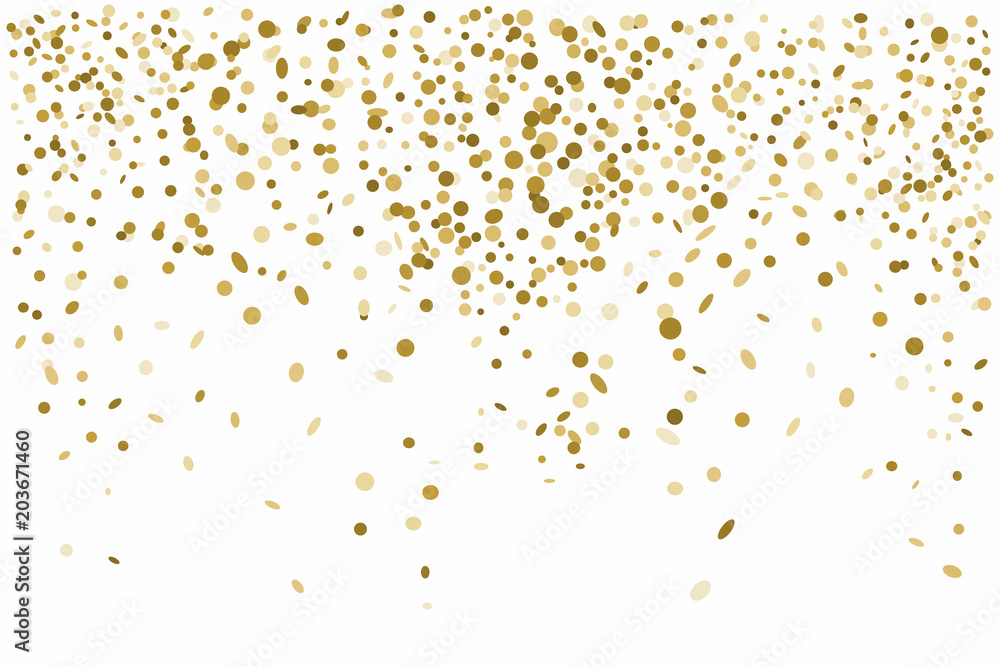 Golden confetti isolated on white background