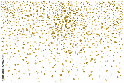 Golden confetti isolated on white background