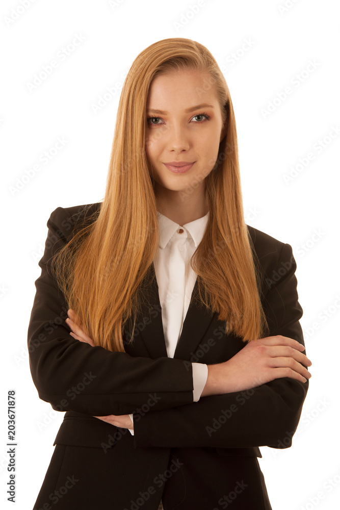 Corporate portrait of a beautiful business woman isolated over white background Corporate portrait of a beautiful business woman isolated over white background