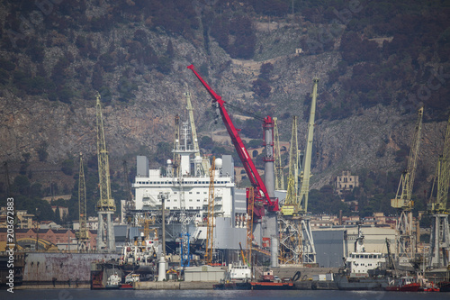 palermos industrial port, sicily, italy photo