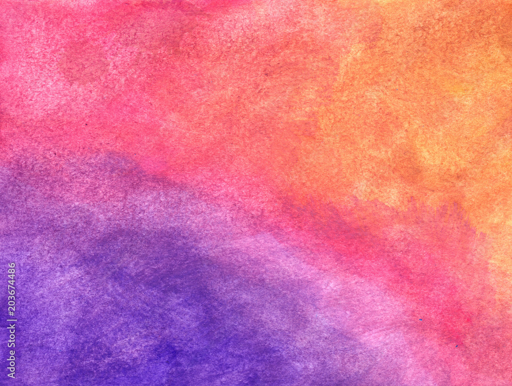 Purple-orange abstract background in watercolor