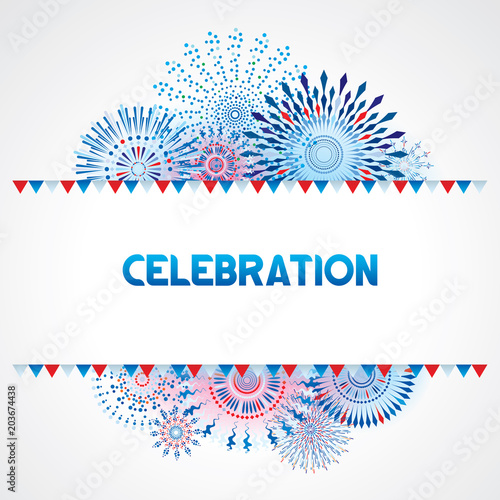 Vector illustration of a celebrate fireworks background design.