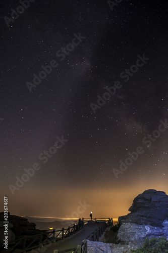 Starry sky background at night in El Torcal de Antequera natural park