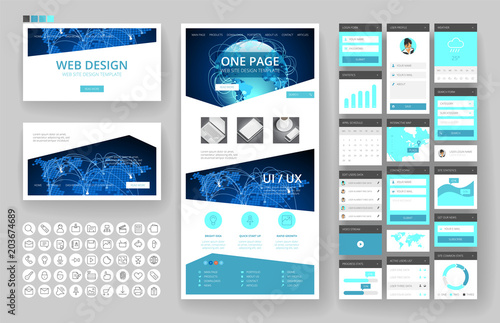 Website design template and interface elements