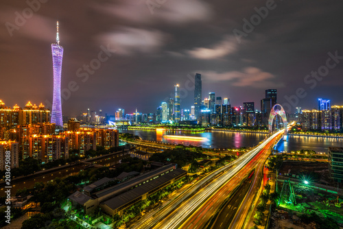 Modern city scape, business center, fast developing, night view