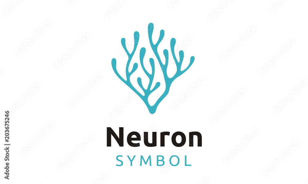 Neuron Nerve Cell or Coral Seaweed logo design inspiration