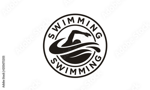 Swimming Sport Stamp Sticker Emblem Label logo design inspiration photo