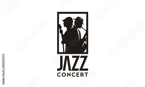 Silhouette Music Jazz Singer Saxophone Player Classic Logo design inspiration