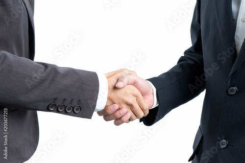 Business man shaking hand on isolated white background