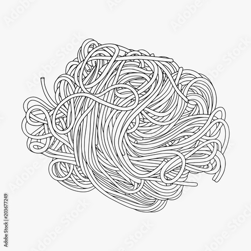 Hand drawn spaghetti line art on the white background photo