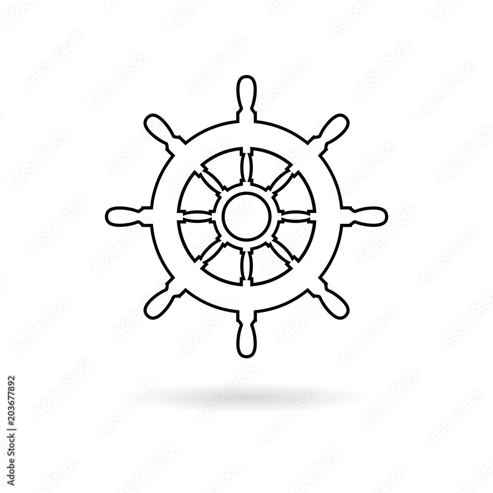 Steering wheel of the ship, Ship wheel line icon Steering wheel of the ship, Ship wheel line icon