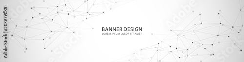 Vector banner design, network connection with lines and dots photo
