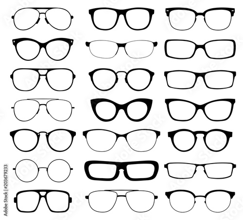 Different glasses in a flat style for web sites