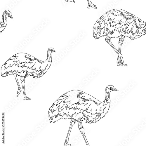 emu birds seamless texture black