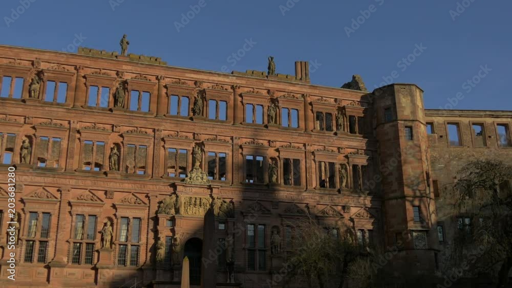Old building filled with statues at Heidelberg Castle