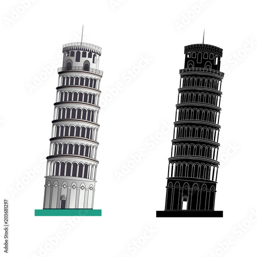 Leaning Tower of Pisa, vector illustration, isolated