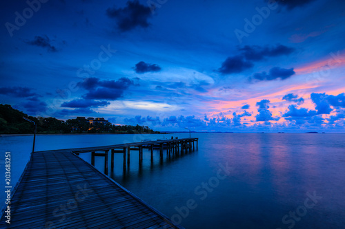 Colorful sunrise on the sea in Khaoleamya-mookoh samet national park Rayong province, Thailand.