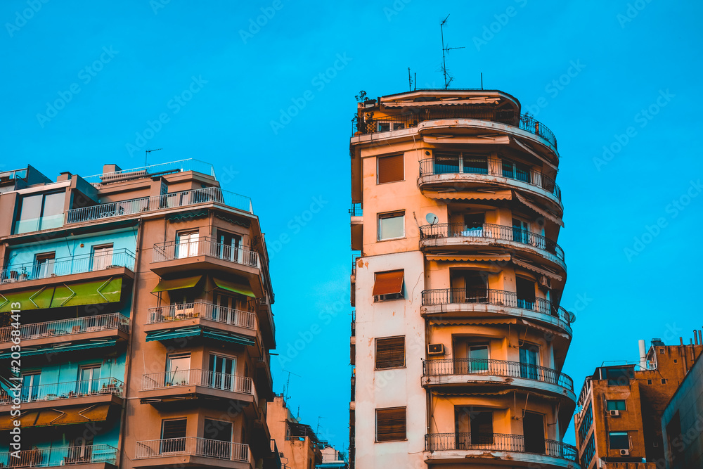 two typical apartment houses at thessaloniki, greece
