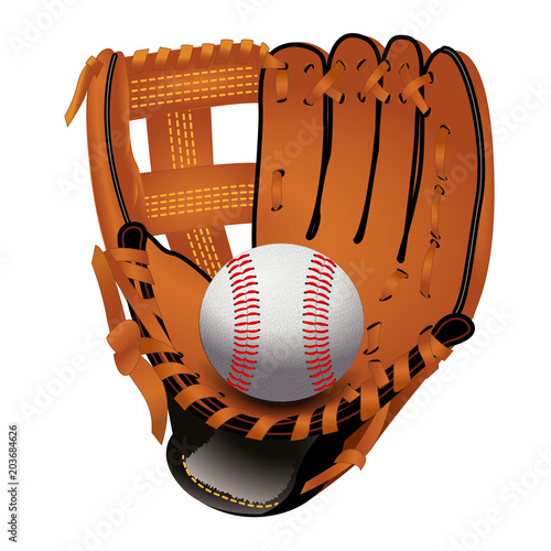 Baseball glove with ball