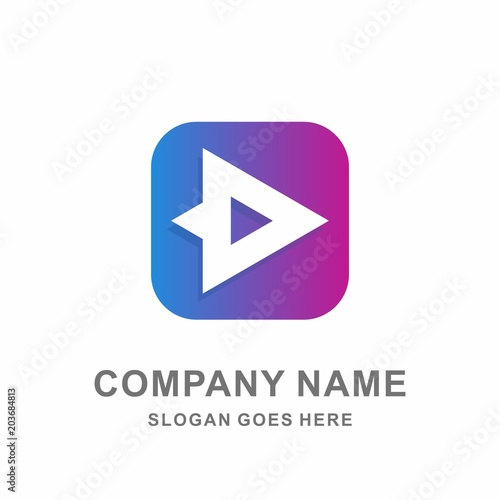 Geometric Triangle Arrow Digital Computer Technology Connection Apps Business Company Stock Vector Logo Design Template