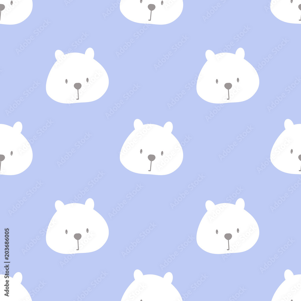 Seamless pattern with cute bear on blue background. Vector print for child. Seamless pattern with cute bear on blue background. Vector print for child.