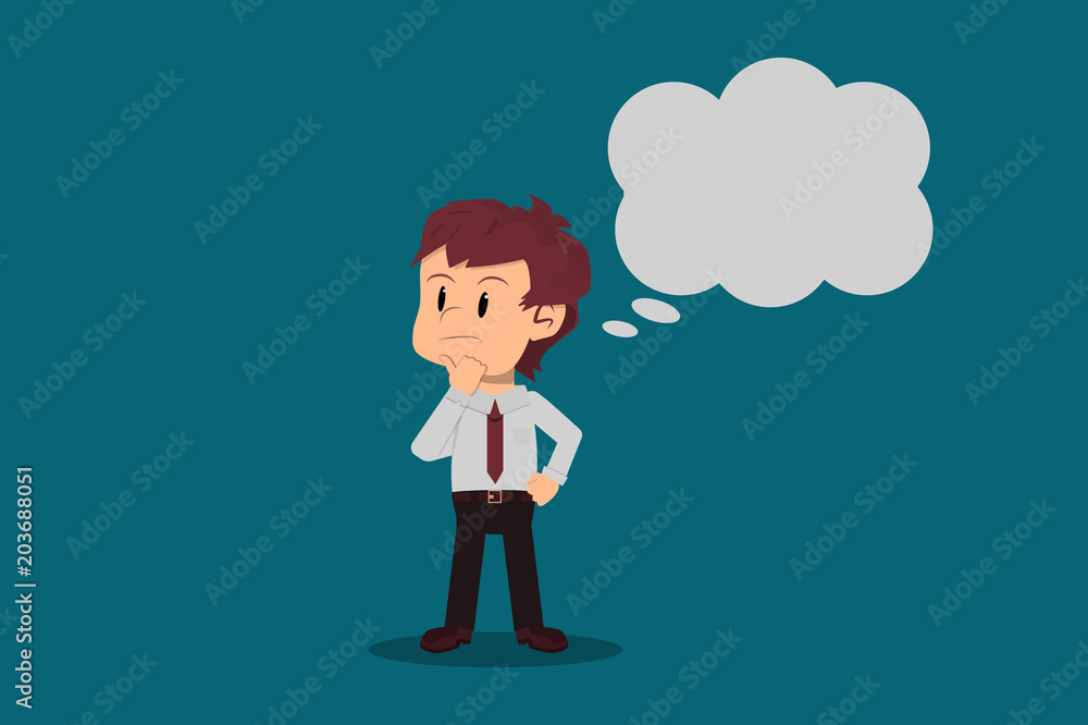 An office man thinks deeply. Blank space to fill. An office man thinks deeply. Blank space to fill.
