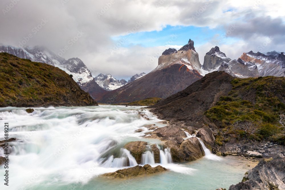 Fototapeta premium Salto Grande waterfall at Torres del Paine National Park