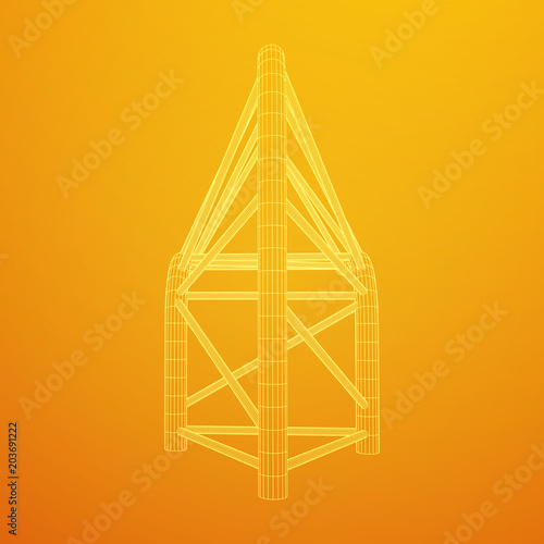 Truss girder element. Wireframe low poly mesh vector illustration.
