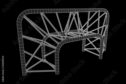 Truss girder element. Wireframe low poly mesh vector illustration.
