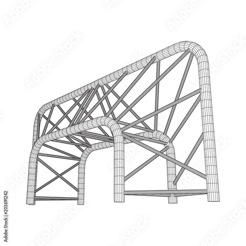 Truss girder element. Wireframe low poly mesh vector illustration.