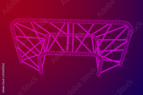 Truss girder element. Wireframe low poly mesh vector illustration.